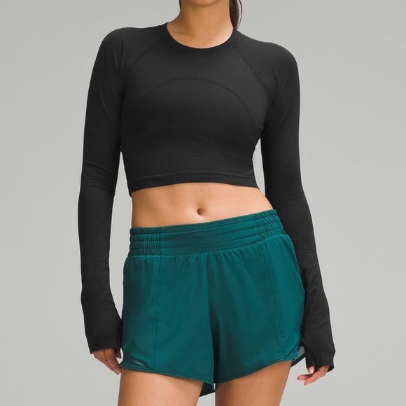 Lululemon Swiftly Cropped Long Sleeve Black Size 6 NWT - Picture 2 of 6